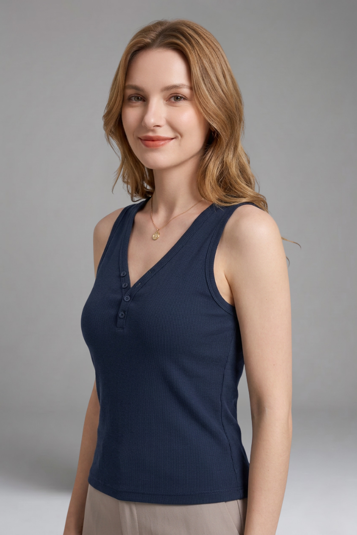 Women's Sleeveless Tank Top with V-Neck for Layering