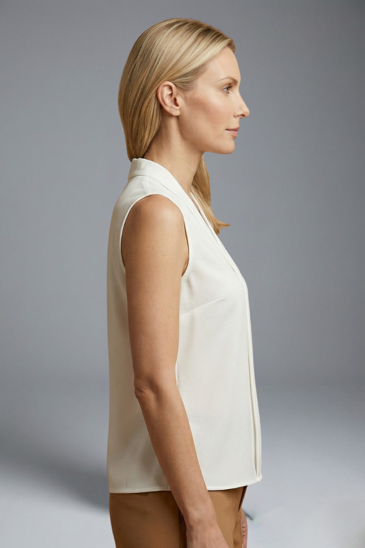 Women’s Sleeveless Top with Round Neck and Plain Surface
