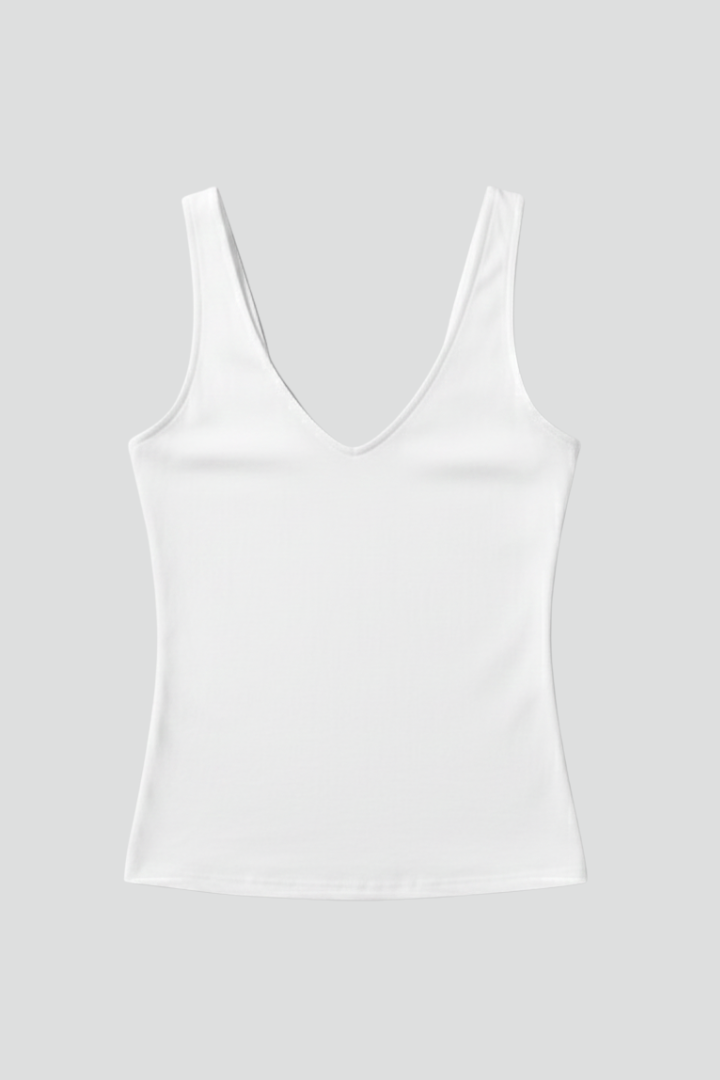 Women’s Sleeveless Top with V-Neck and Even Surface