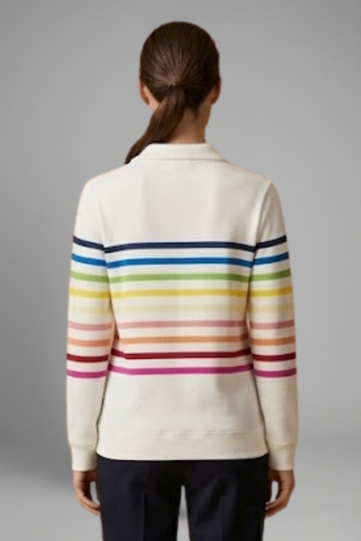 Women’s Sweatshirt with Half Zip and Striped Pattern