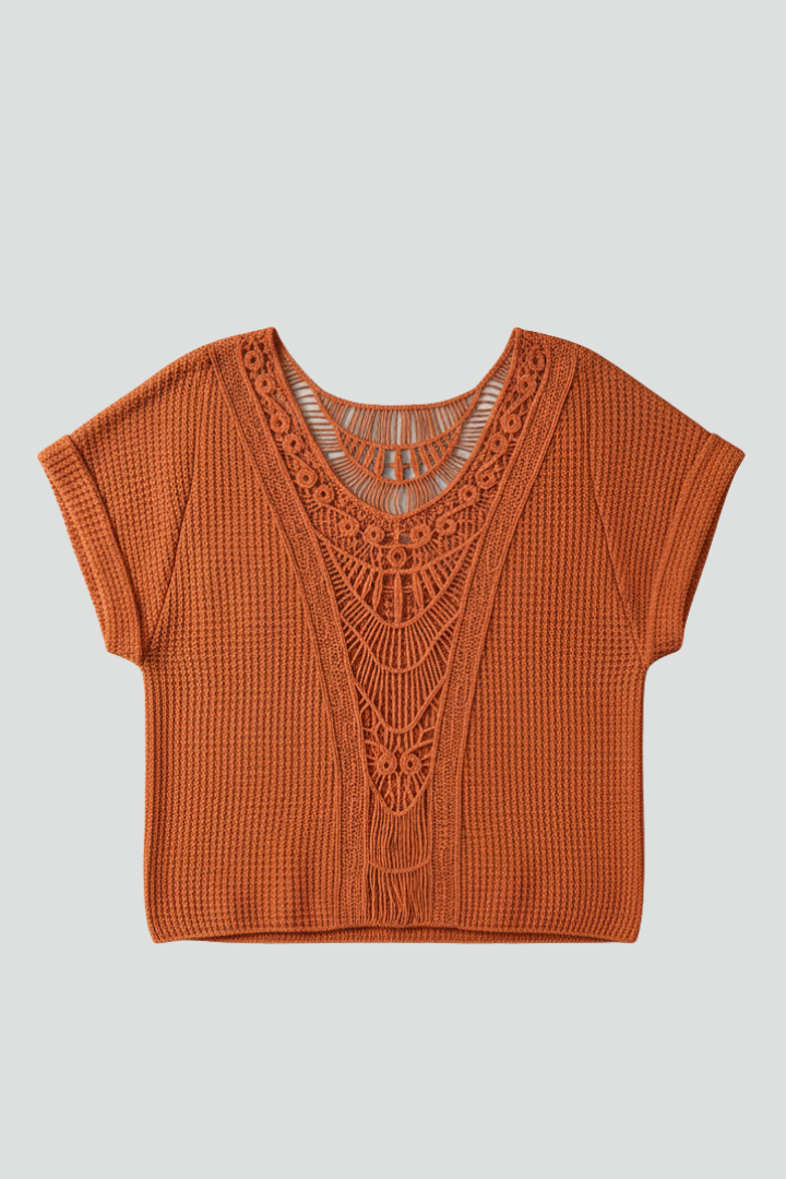 Women’s T-Shirt with Lace Neckline and Short Sleeves