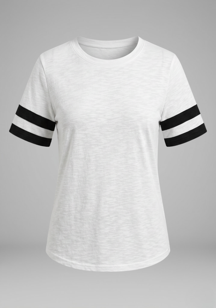 Women’s T-Shirt with Raglan Sleeves and Striped Cuffs