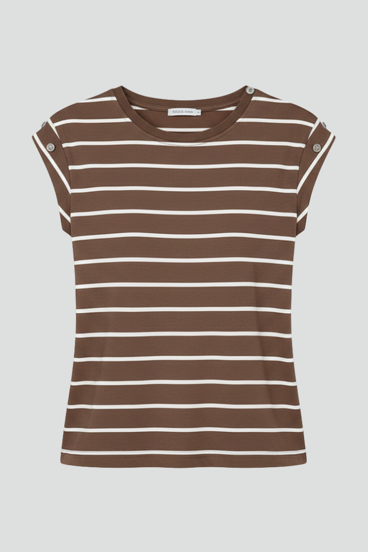 Women’s T-Shirt with Striped Pattern and Cap Sleeves