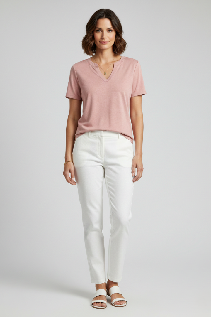 Women’s T-Shirt with V Neckline and Short Sleeves