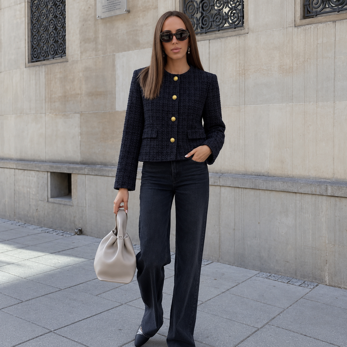 Women's Textured Cardigan Jacket with Button Closure