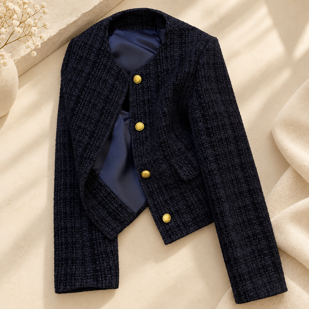 Women's Textured Cardigan Jacket with Button Closure