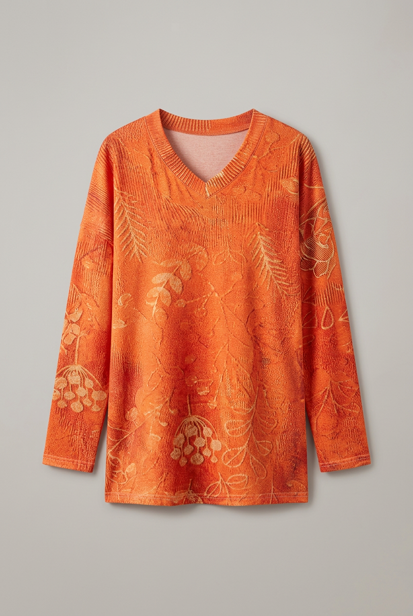 Women’s Top with V-Neck and Long Sleeves