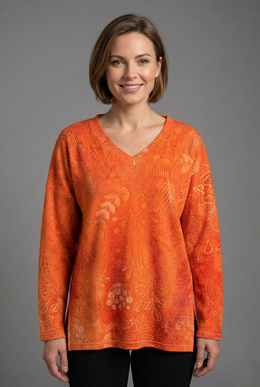 Women’s Top with V-Neck and Long Sleeves