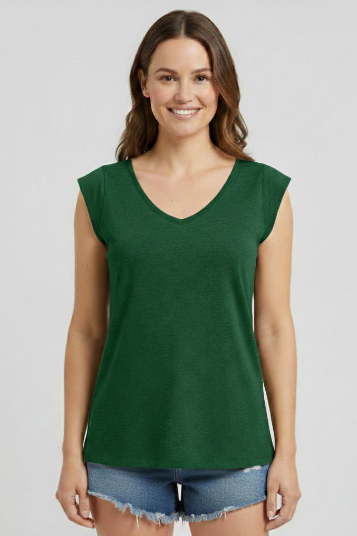 Women’s Top with V-Neckline and Cap Sleeves