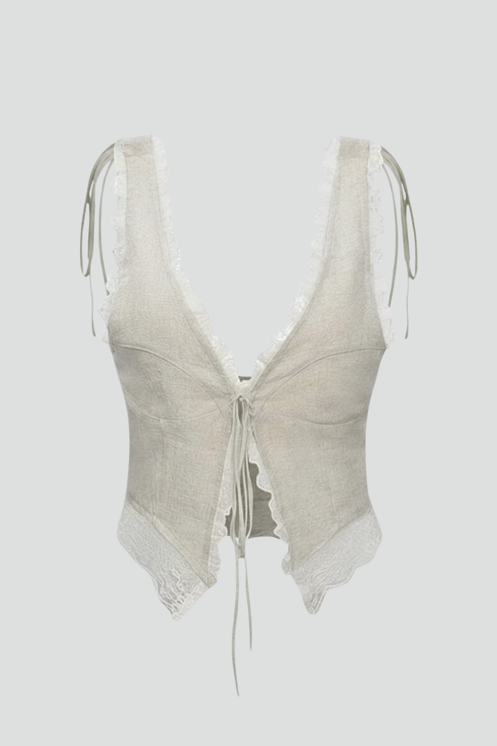 Women’s Top with V Neckline and Tie Front