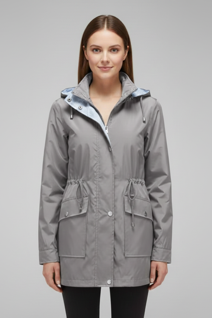 Women’s Trench Coat with Hood and Zip