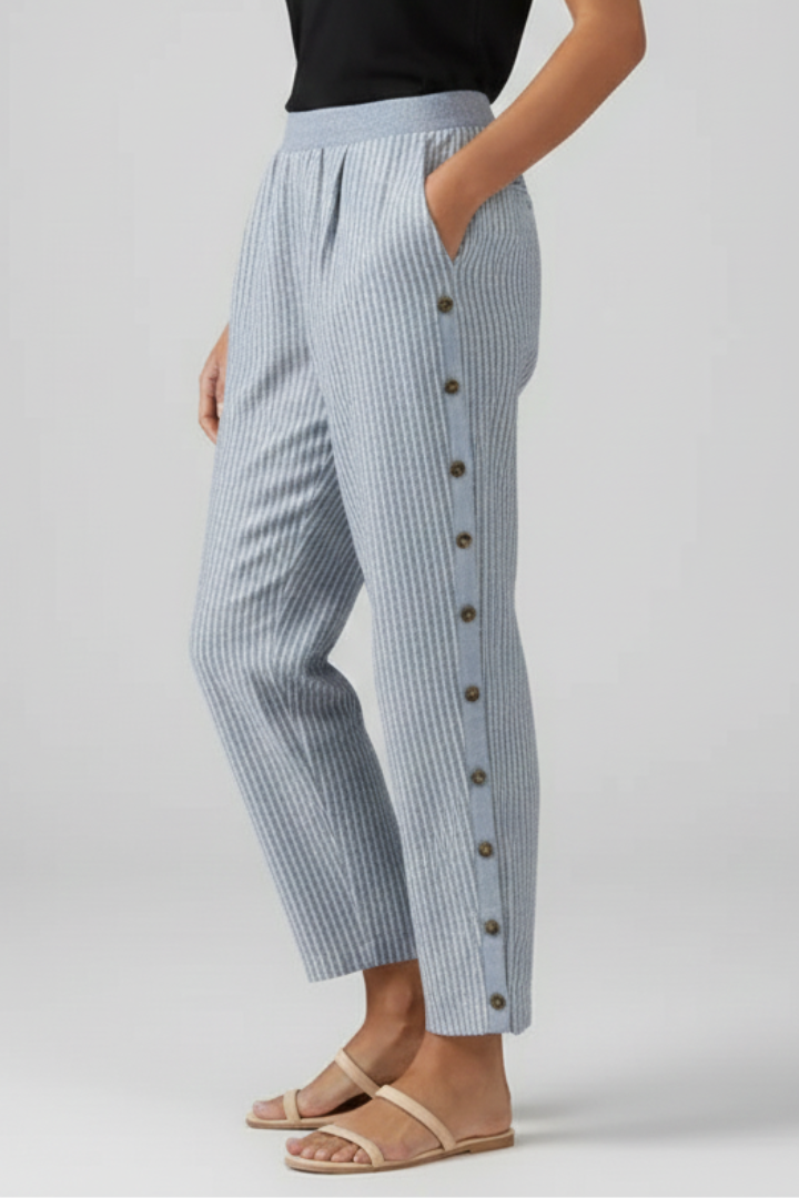 Women’s Trousers with Elastic Waist and Button Front