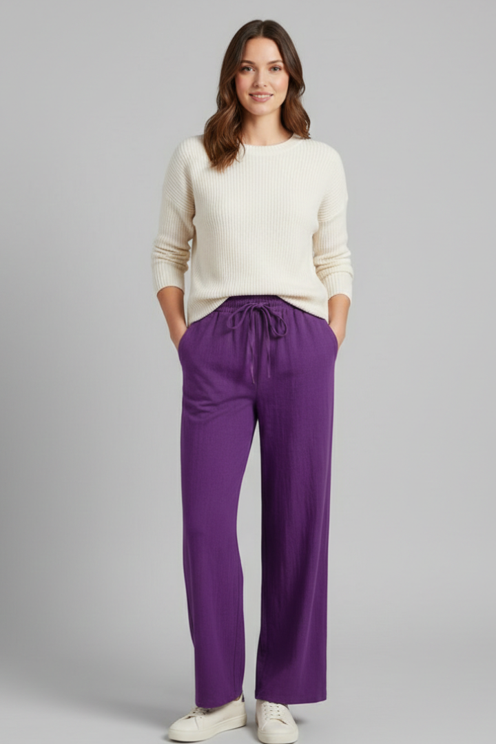 Women’s Trousers with Elastic Waist and Side Pockets
