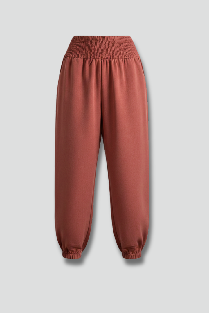 Women’s Trousers with Elastic Waistband and Tapered Hem
