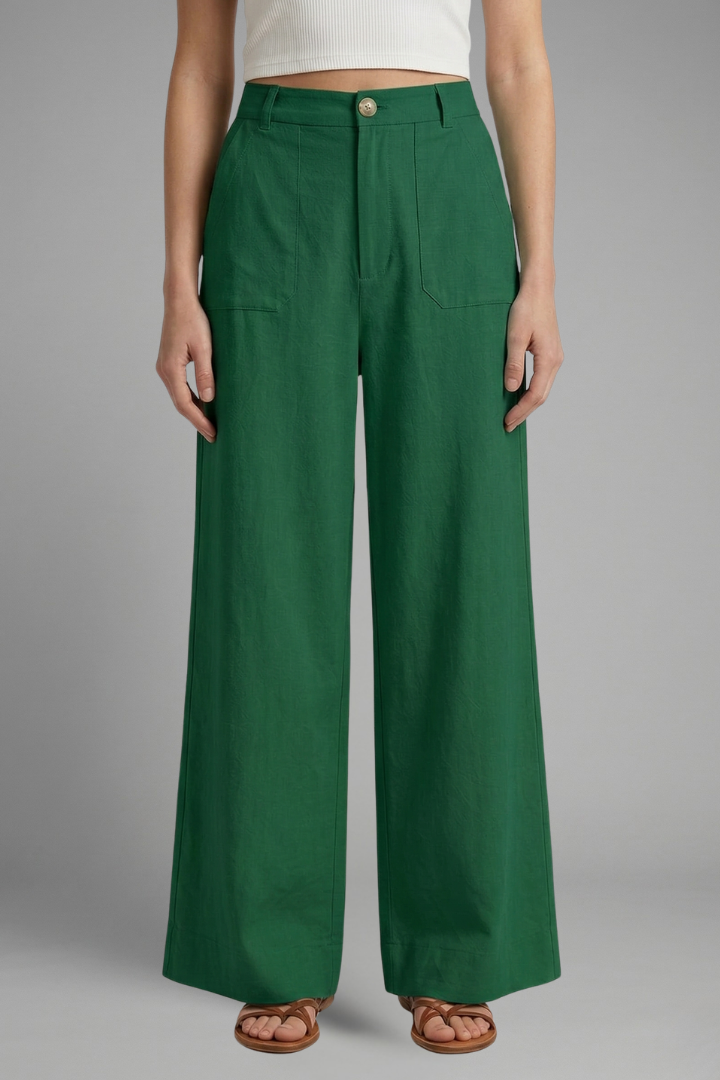 Women’s Trousers with High Waist and Side Pockets