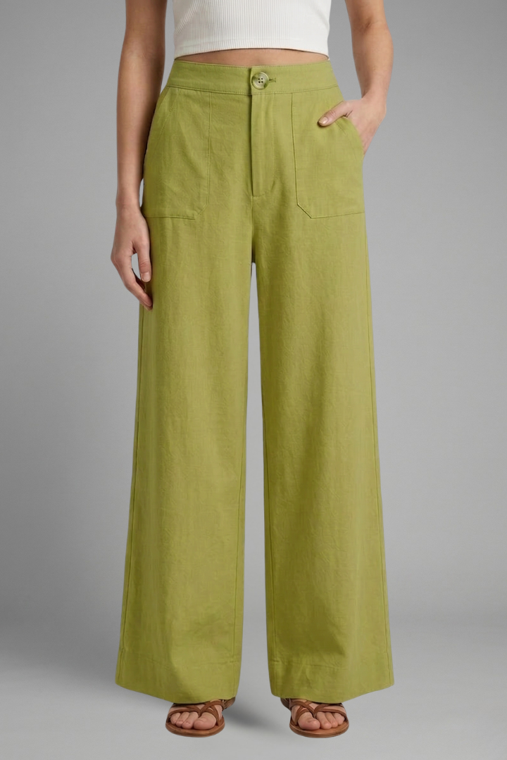 Women’s Trousers with High Waist and Side Pockets