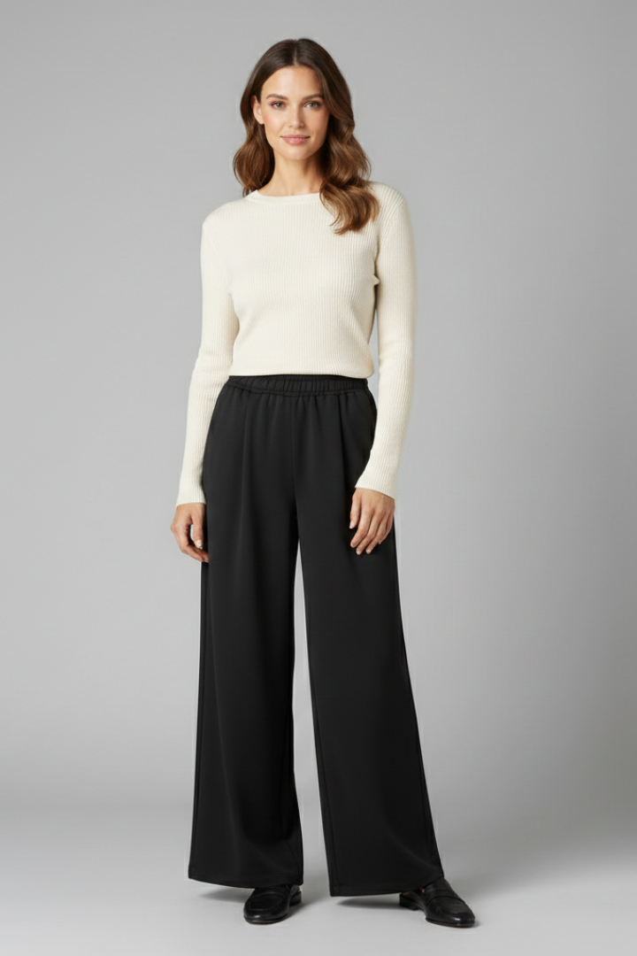 Women’s Trousers with High Waist and Wide Legs