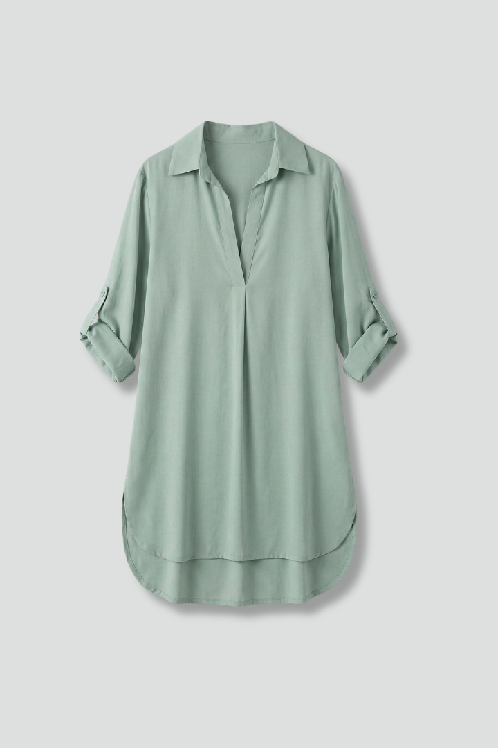 Women’s Tunic Dress with Collar and Long Sleeves