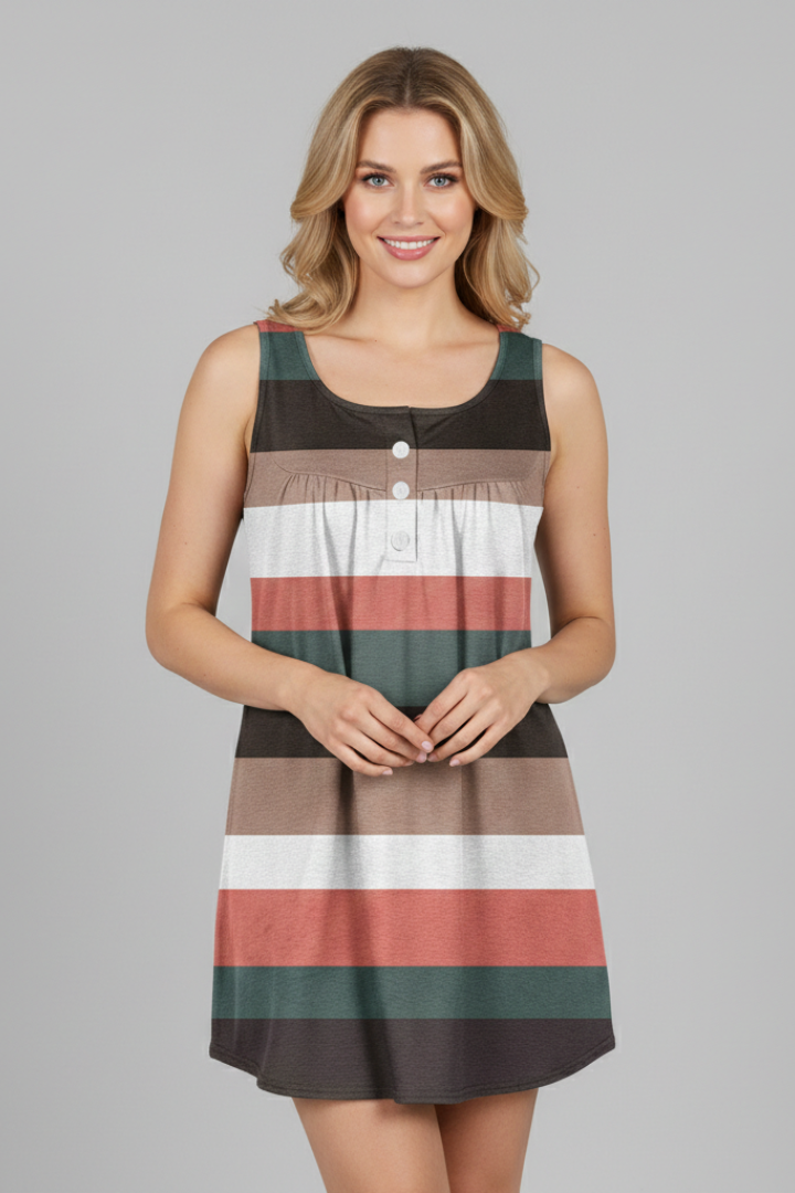 Women’s Tunic Top with V-Neck and Striped Print