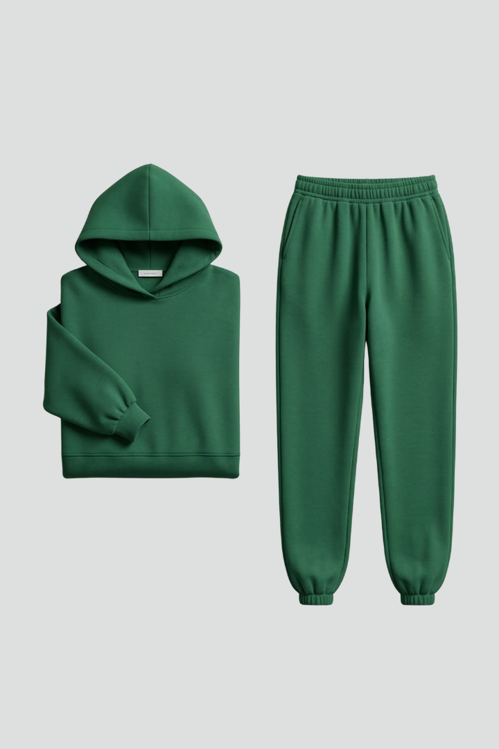 Women’s Two-Piece Set with Hoodie and Elastic Waist Trousers