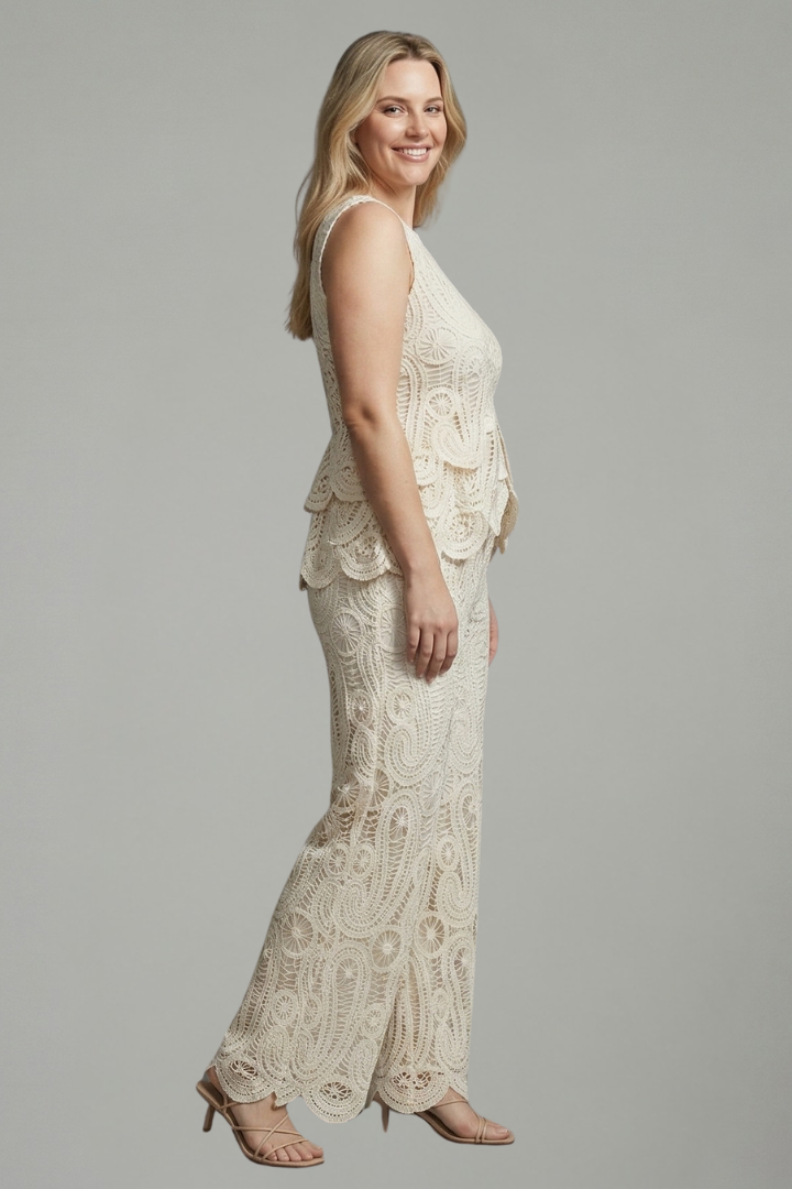 Women’s Two Piece Set with Openwork and Asymmetrical Design
