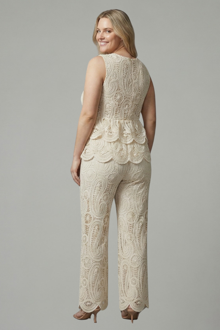 Women’s Two Piece Set with Openwork and Asymmetrical Design