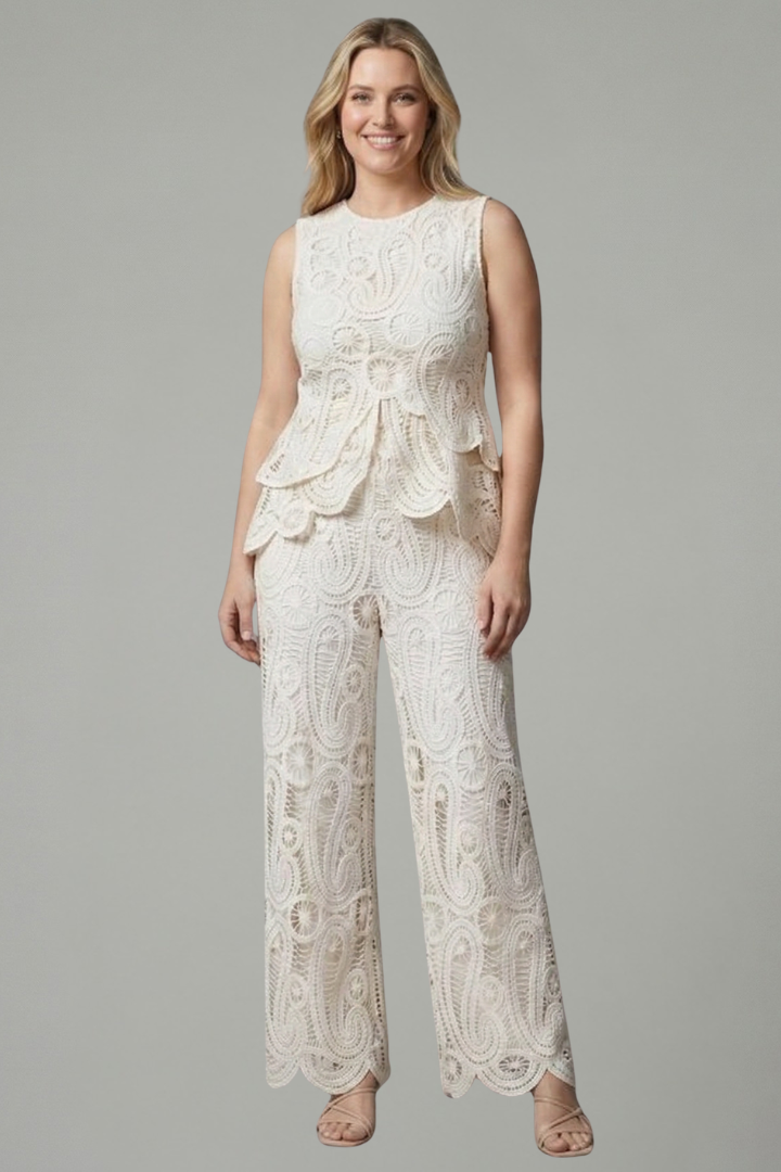Women’s Two Piece Set with Openwork and Asymmetrical Design