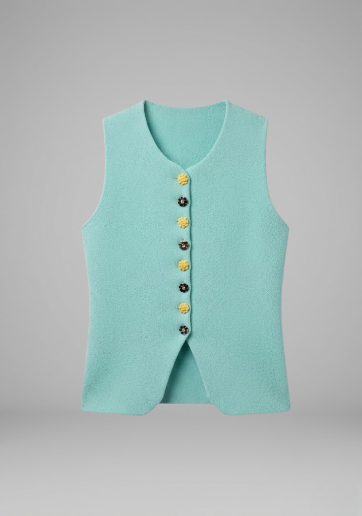 Women's V-neck sleeveless blouse with Button Front for Summer