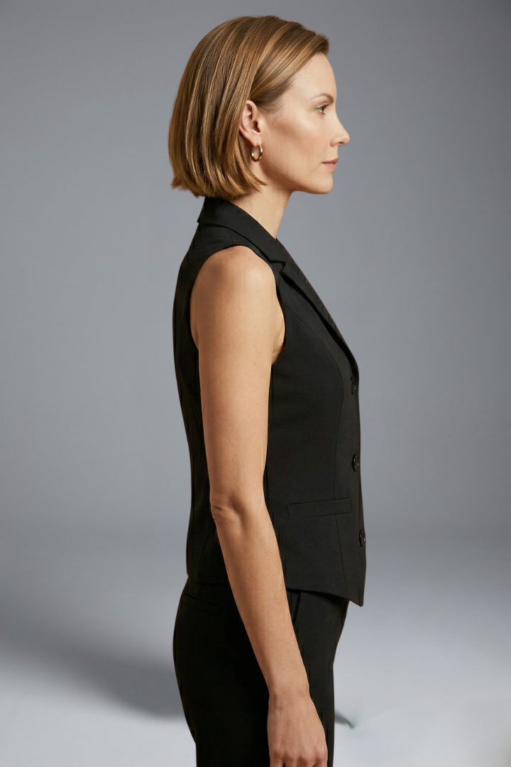 Women’s Waistcoat with Lapel Collar and Button Closure