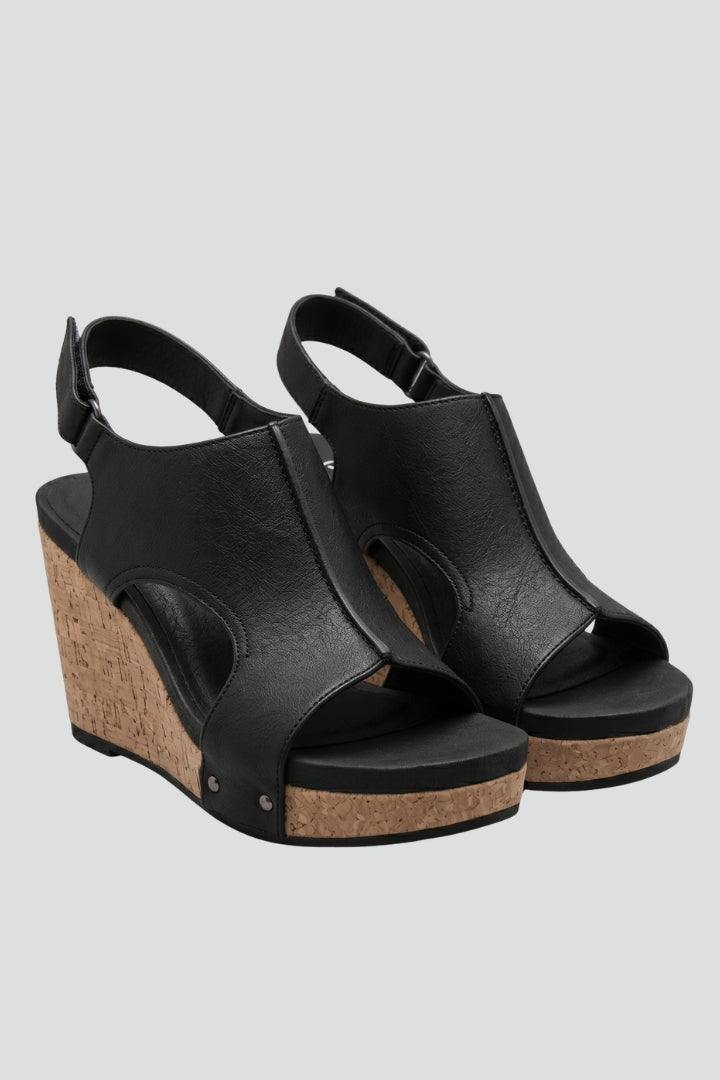 Women's Wedge Sandals with Contoured Footbed and Adjustable Straps