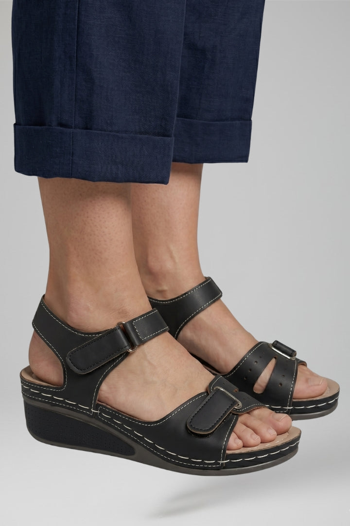 Women's Wedge Sandals with Cushioned Insole and Adjustable Strap