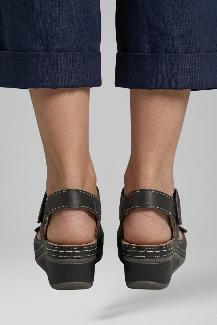 Women's Wedge Sandals with Cushioned Insole and Adjustable Strap