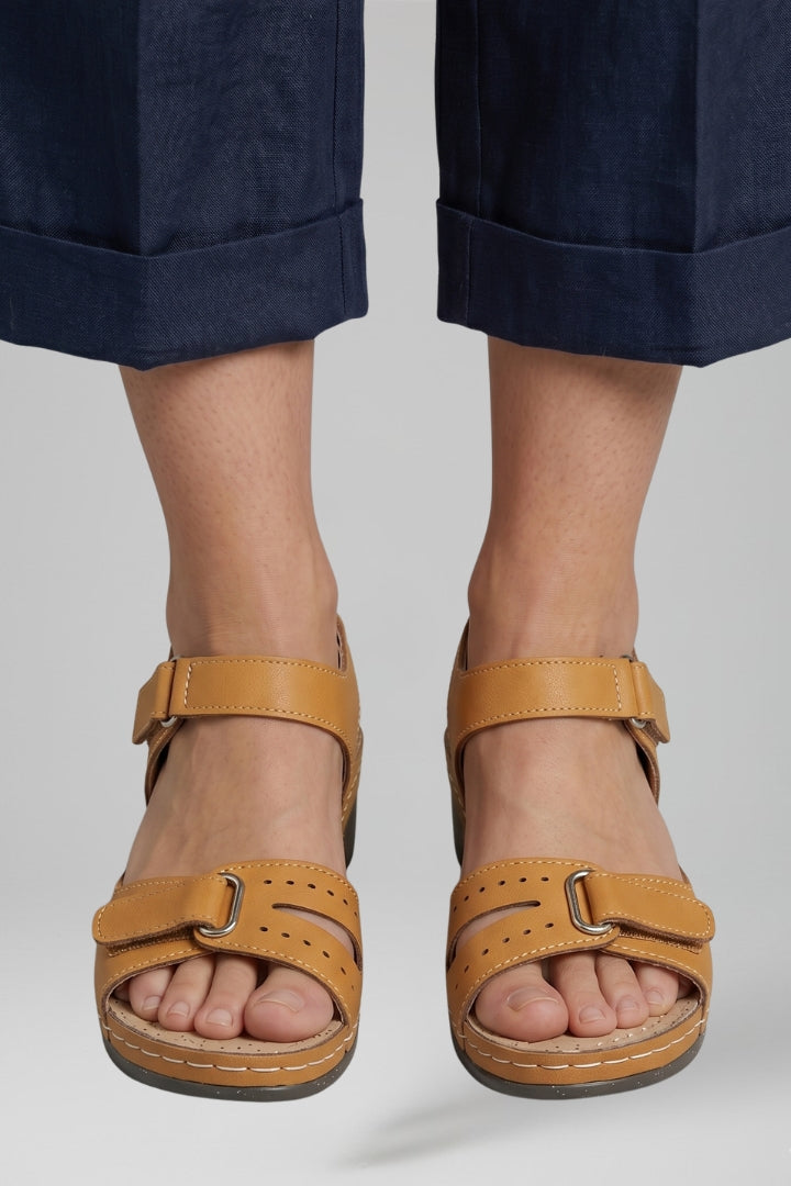 Women's Wedge Sandals with Cushioned Insole and Adjustable Strap