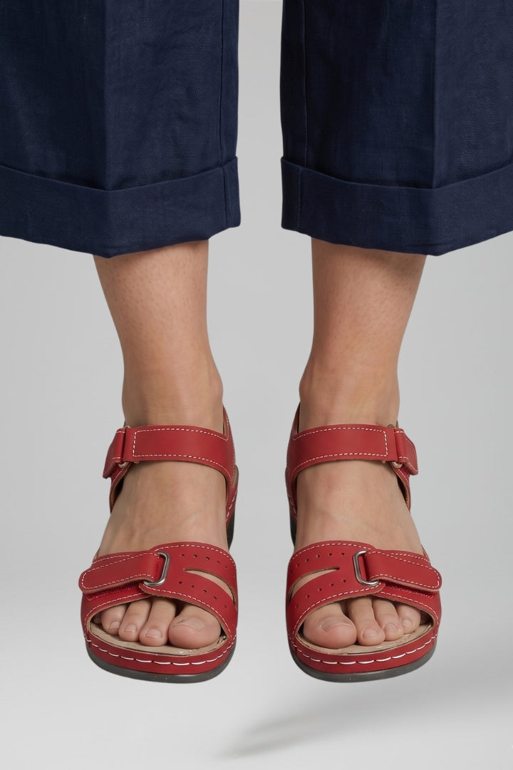 Women's Wedge Sandals with Cushioned Insole and Adjustable Strap