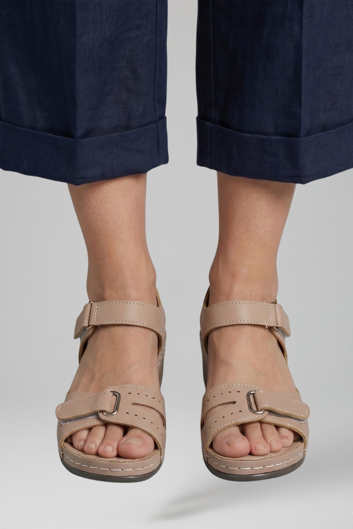 Women's Wedge Sandals with Cushioned Insole and Adjustable Strap