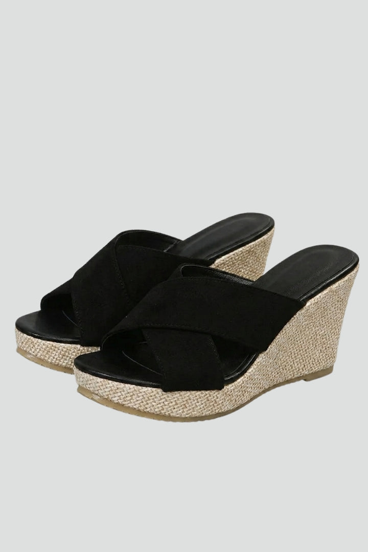 Women's Wedge Sandals with Strap Upper and Cushioned Insole
