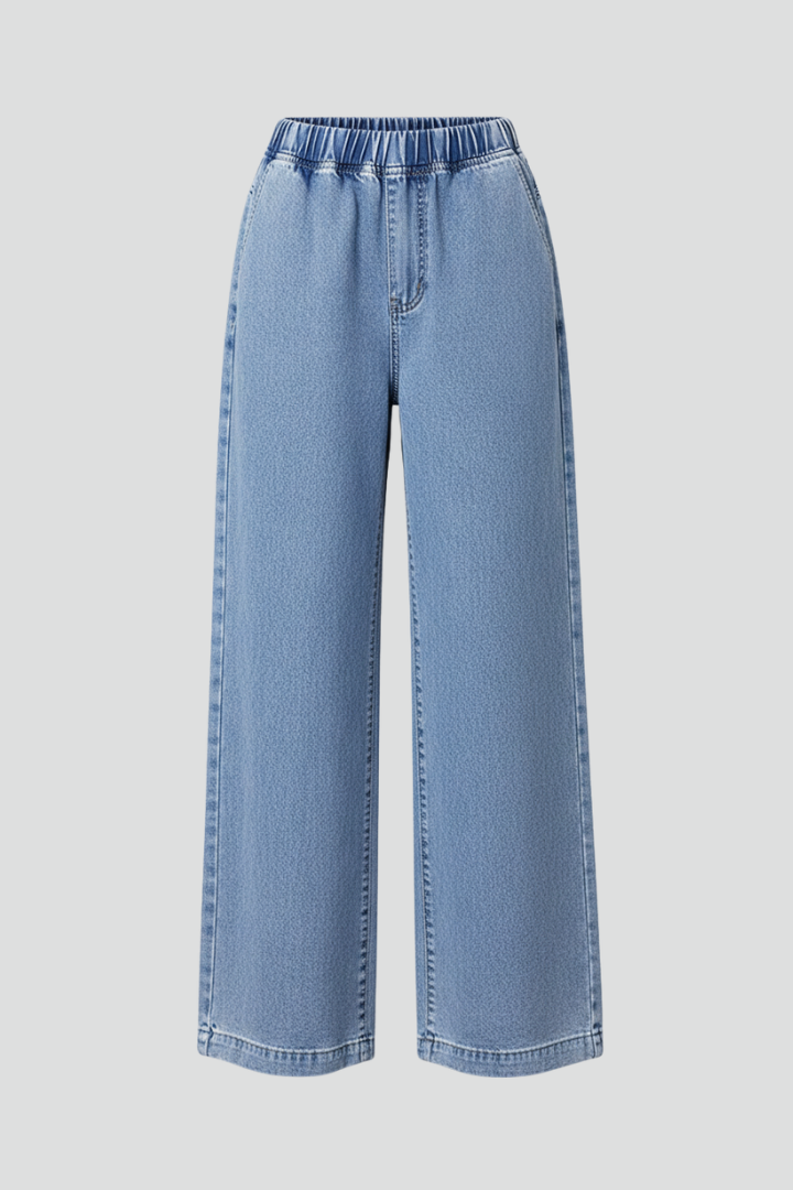 Women’s Wide-Leg Trousers with Elastic Waist and Pockets