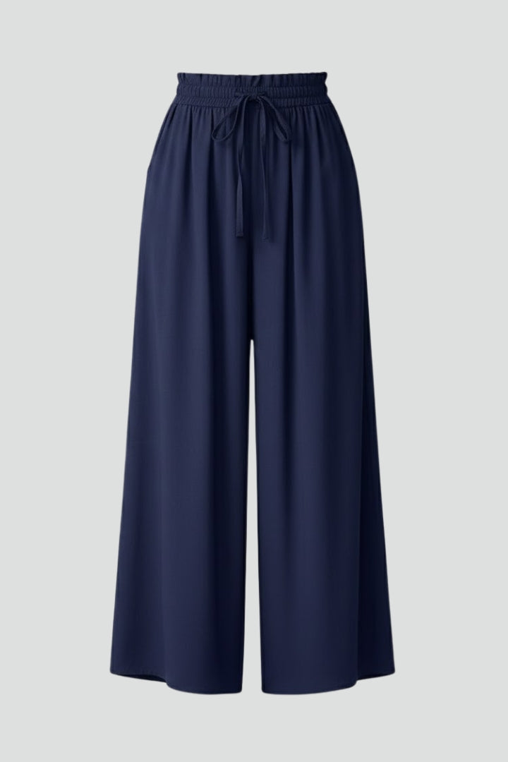 Women’s Wide Leg Pants with High Waist and Drawstring Pockets