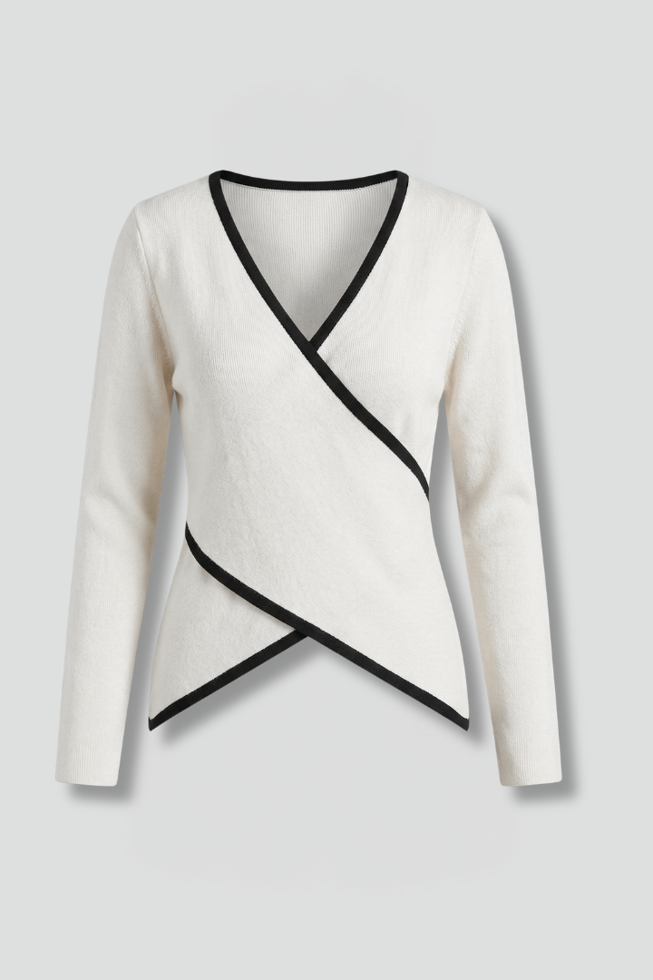 Women’s Wrap Top with V Neck and Long Sleeves