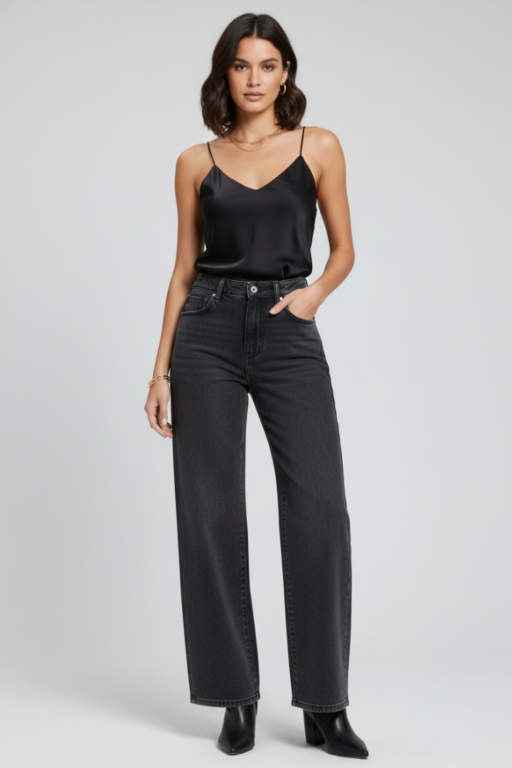 Women’s Wide-Leg Trousers with Belt Loops and Pockets