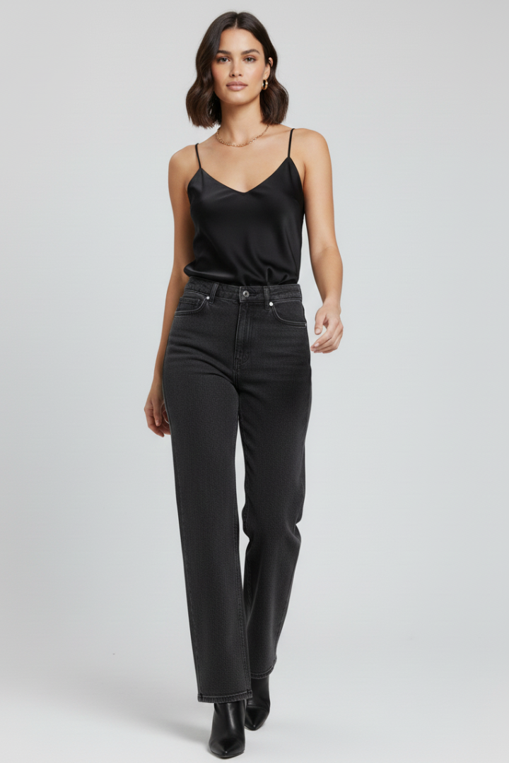 Women’s Wide-Leg Trousers with Belt Loops and Pockets