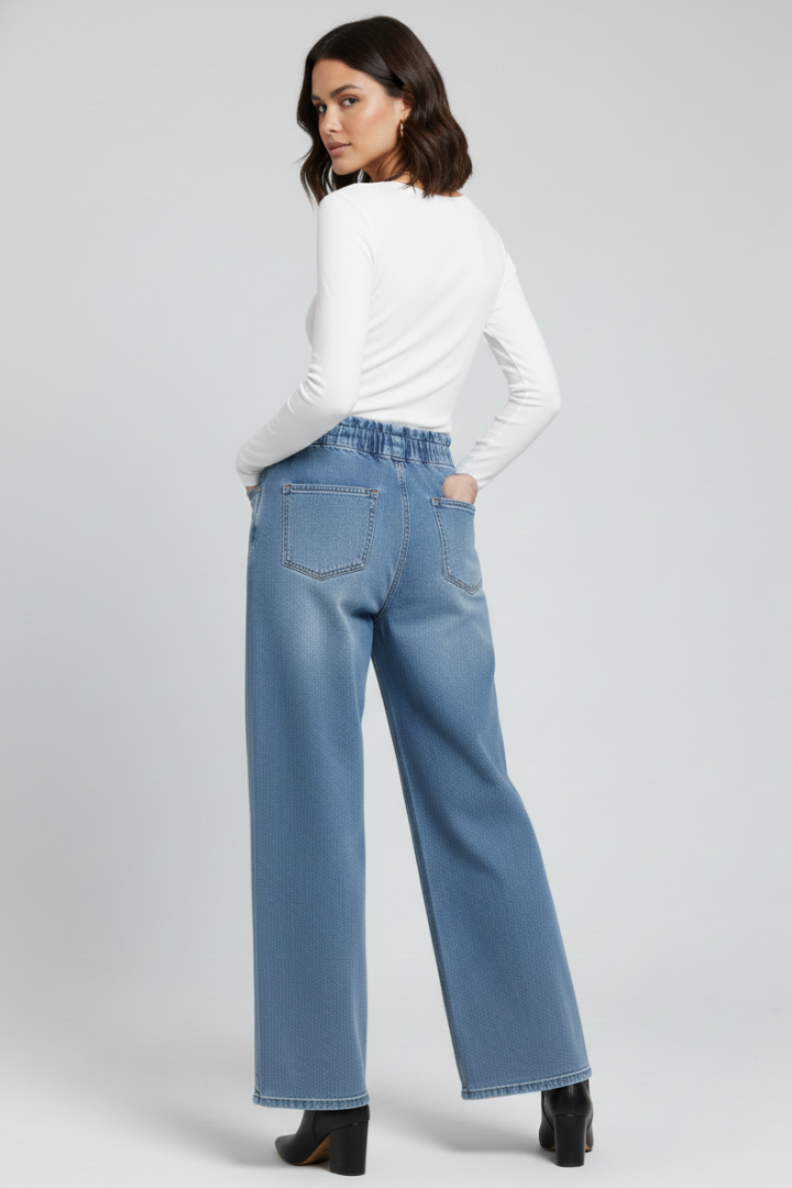 Women’s Wide-Leg Trousers with Elastic Waistband and Drawstring