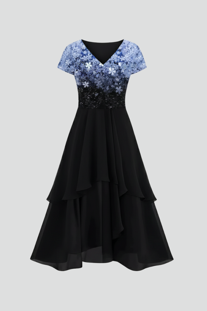 Women’s dress with V-neck and short sleeves