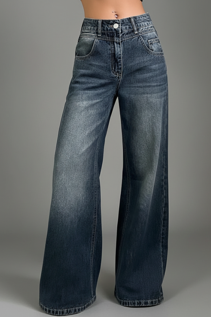 Women’s Trousers with Mid Waist and Wide Leg