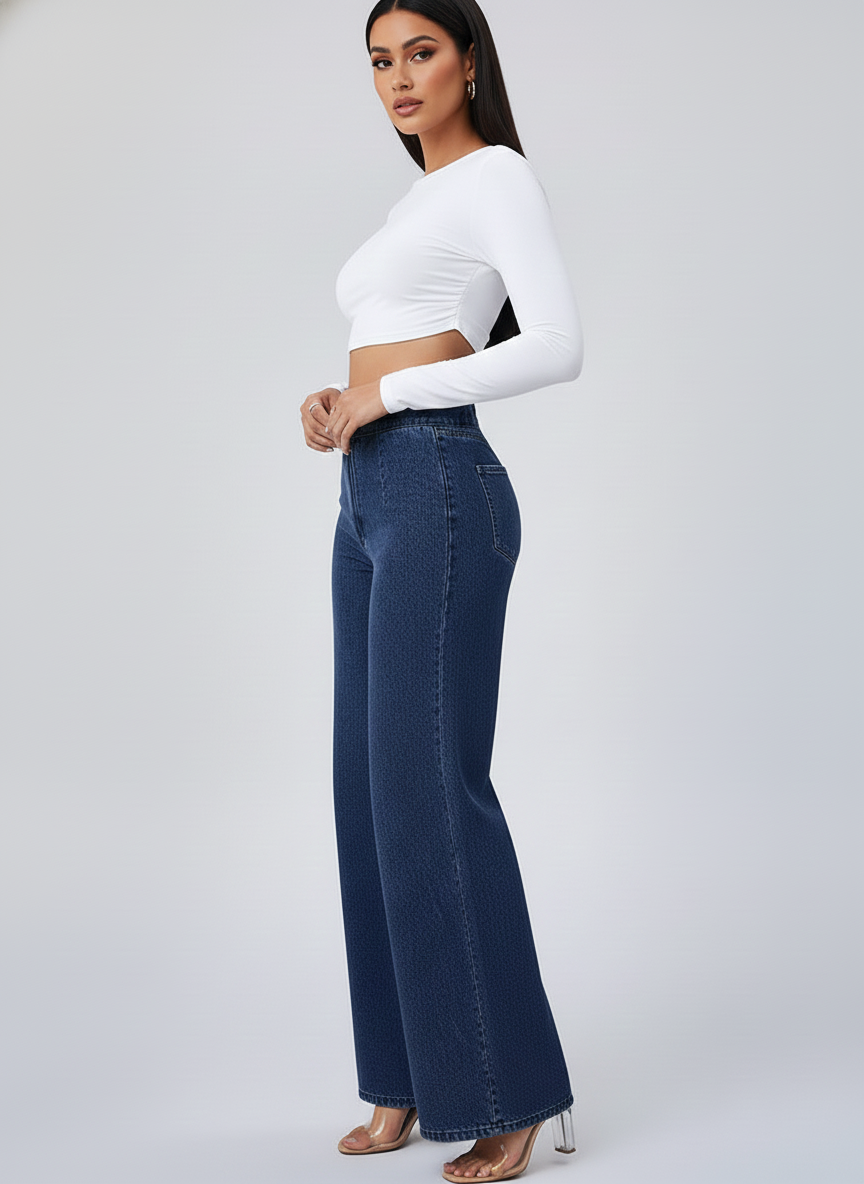 Women’s Wide-Leg Trousers with Button Closure and Medium Stretch
