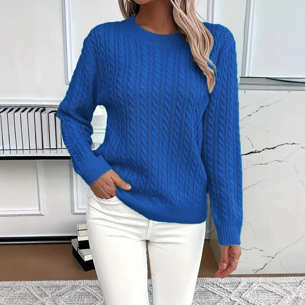 Twist Round Neck Knitted Jumper For Women, Long Sleeve