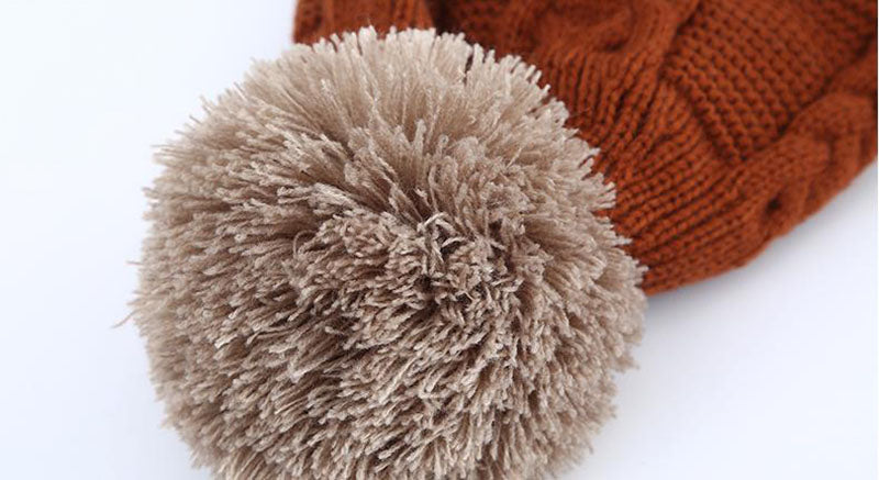 Knitted bobble hat, face mask and snood set
