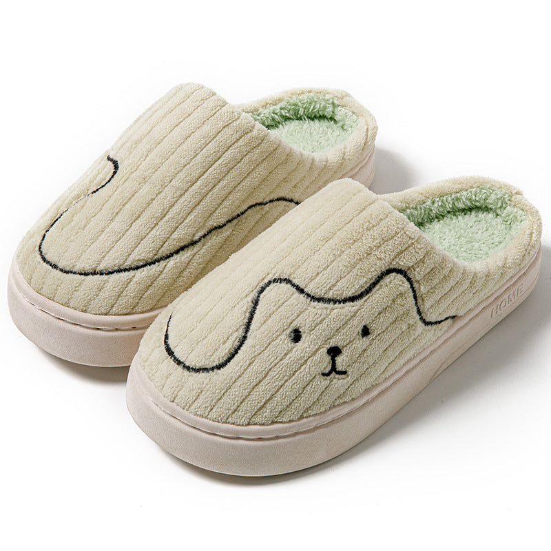 Striped Cat Slippers In Plush, Non-Slip Rubber Sole, Unisex
