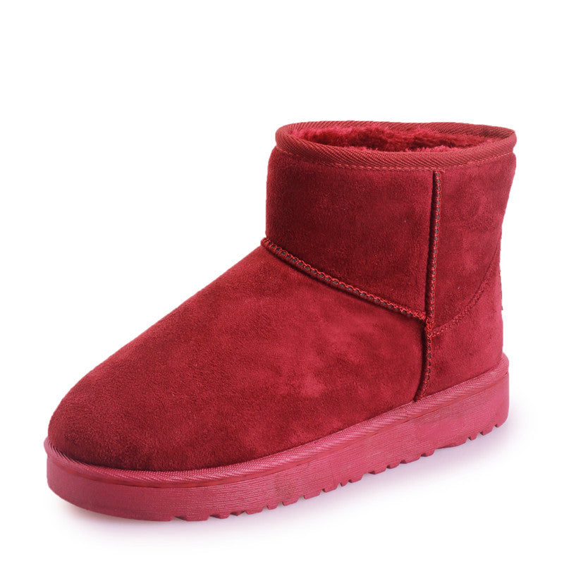 Women's snow boots in suede with faux fur trim and non-slip sole