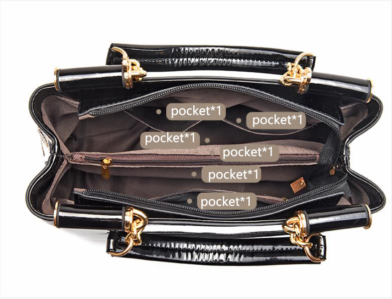 Sequin embroidered patent evening handbag